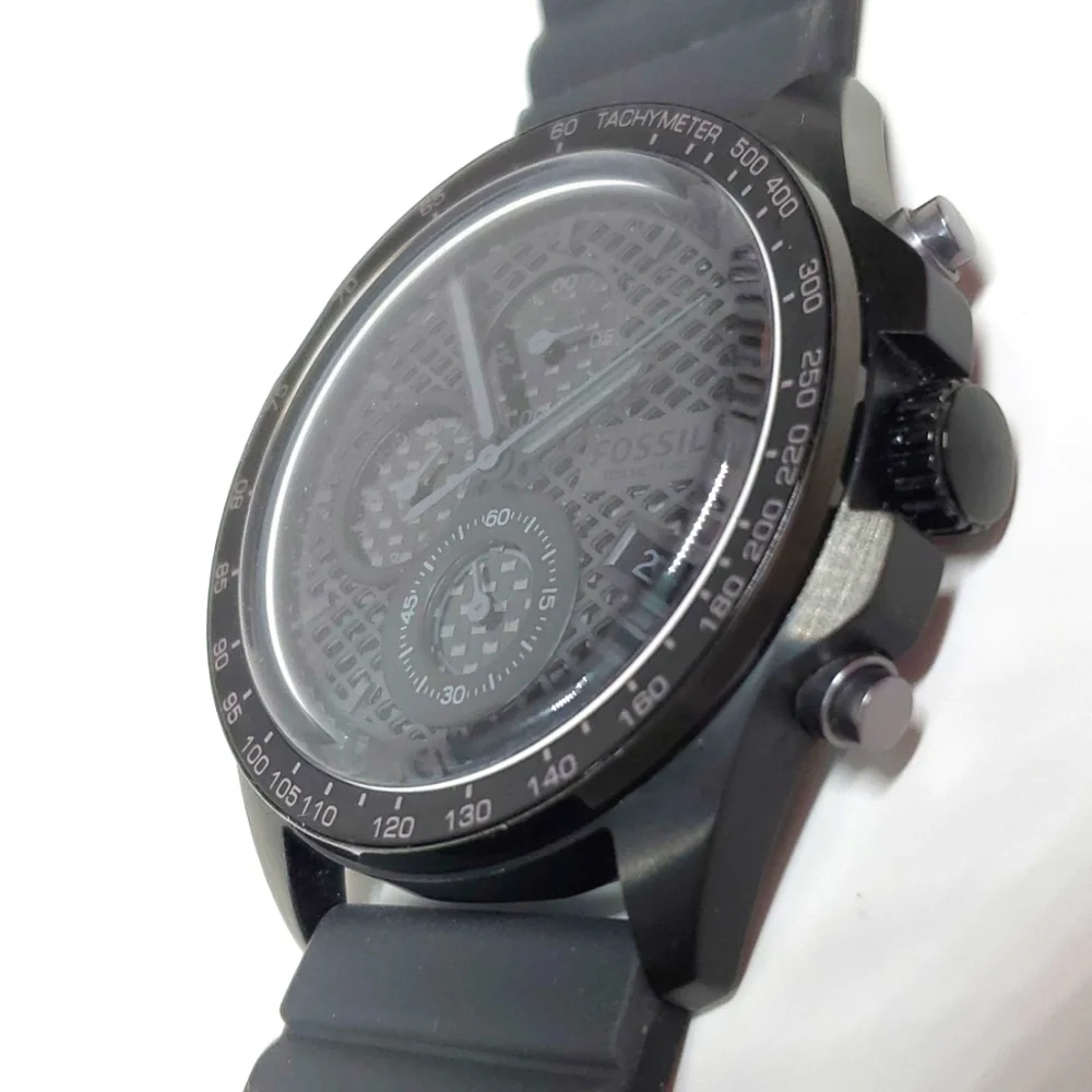 Fossil Watch CH3080 Black Silicone Wristband Chronograph 10 ATM EUC